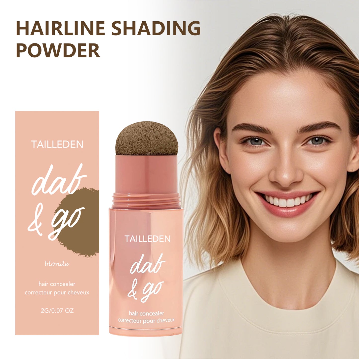 Shape Tape Dab & Go hair concealer Covers roots, grays, sparse areas and thinning spots in seconds with a waterproof formula that gives fuller-looking hair without the sticky spray feel. The built-in sponge really makes it dab and go.