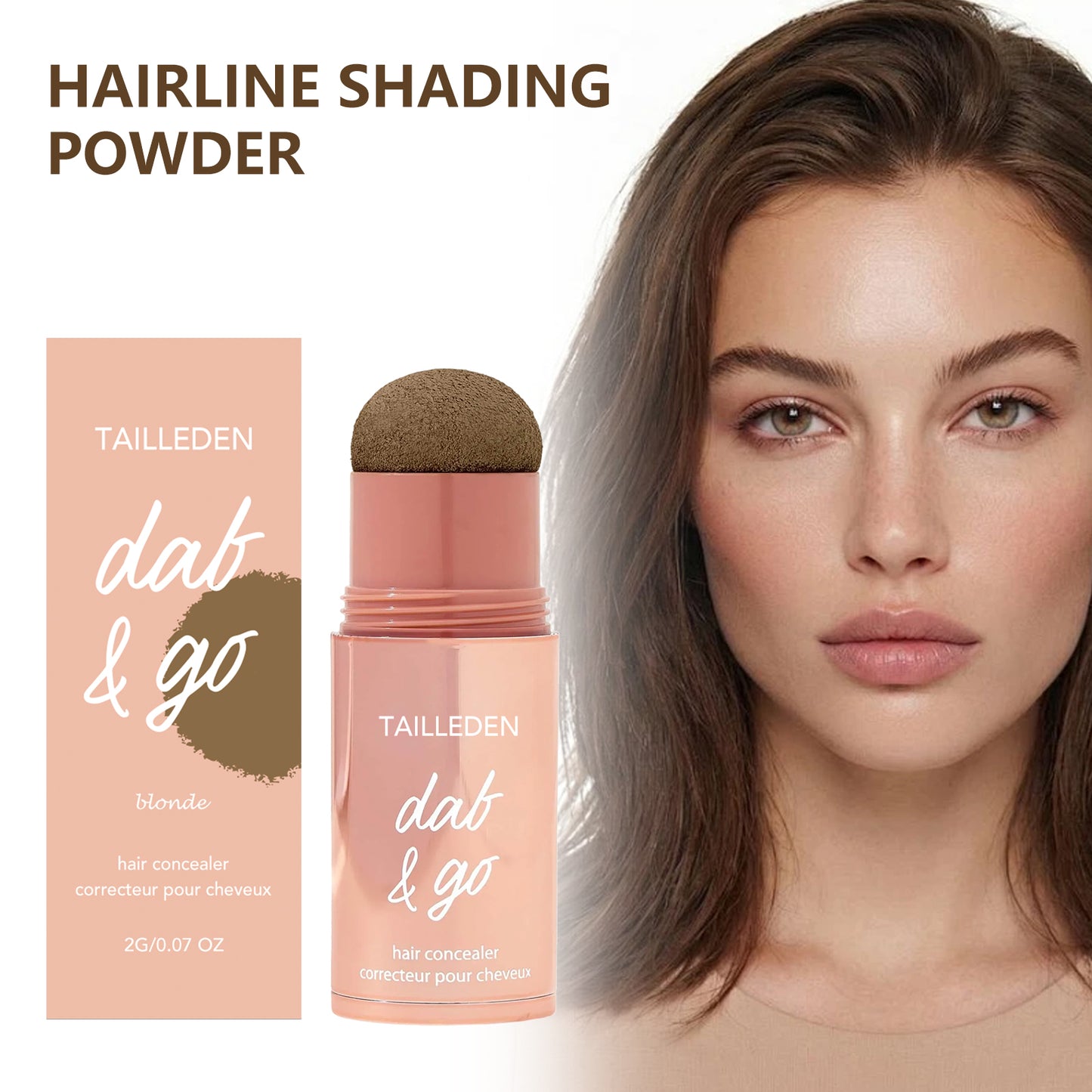Shape Tape Dab & Go hair concealer Covers roots, grays, sparse areas and thinning spots in seconds with a waterproof formula that gives fuller-looking hair without the sticky spray feel. The built-in sponge really makes it dab and go.