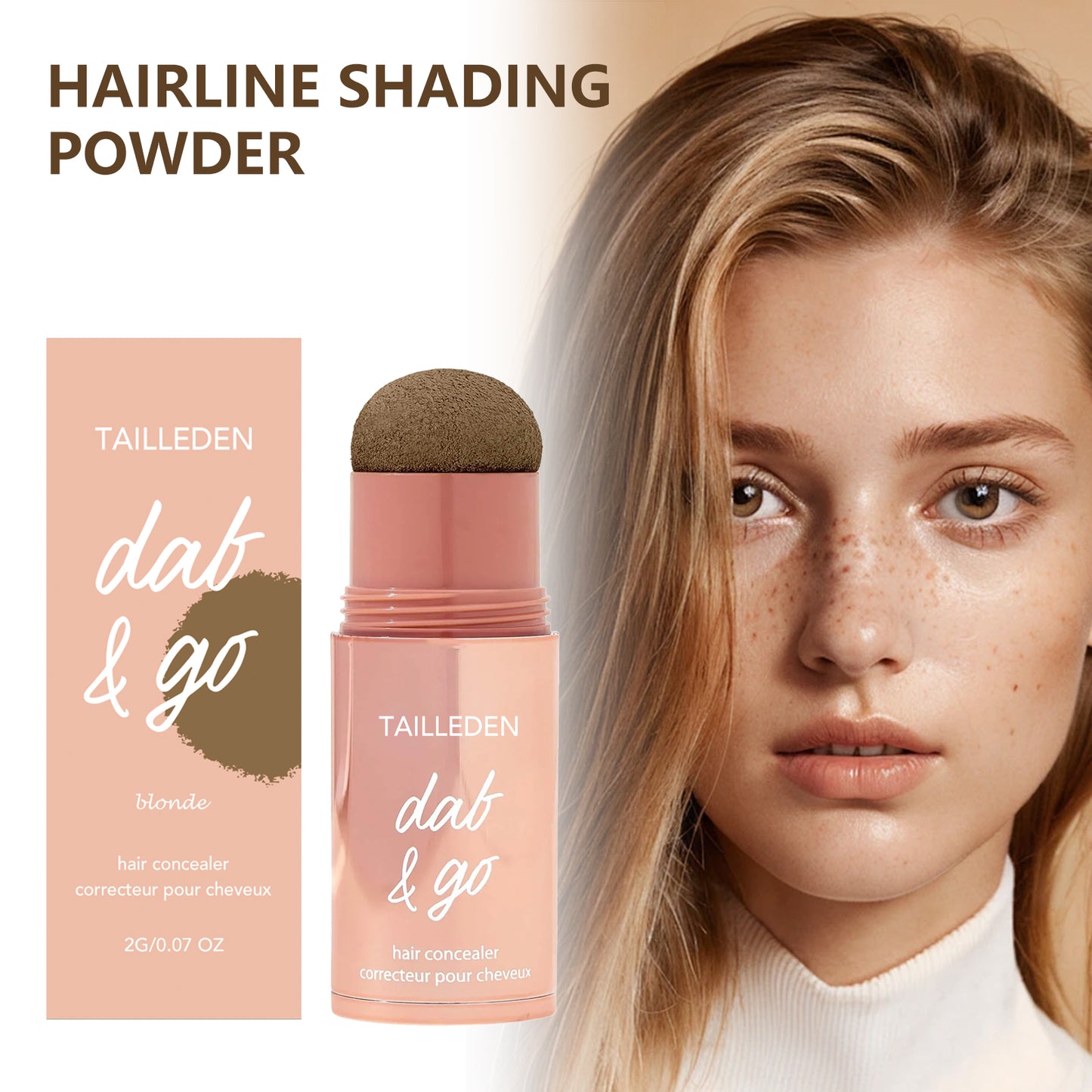 Shape Tape Dab & Go hair concealer Covers roots, grays, sparse areas and thinning spots in seconds with a waterproof formula that gives fuller-looking hair without the sticky spray feel. The built-in sponge really makes it dab and go.