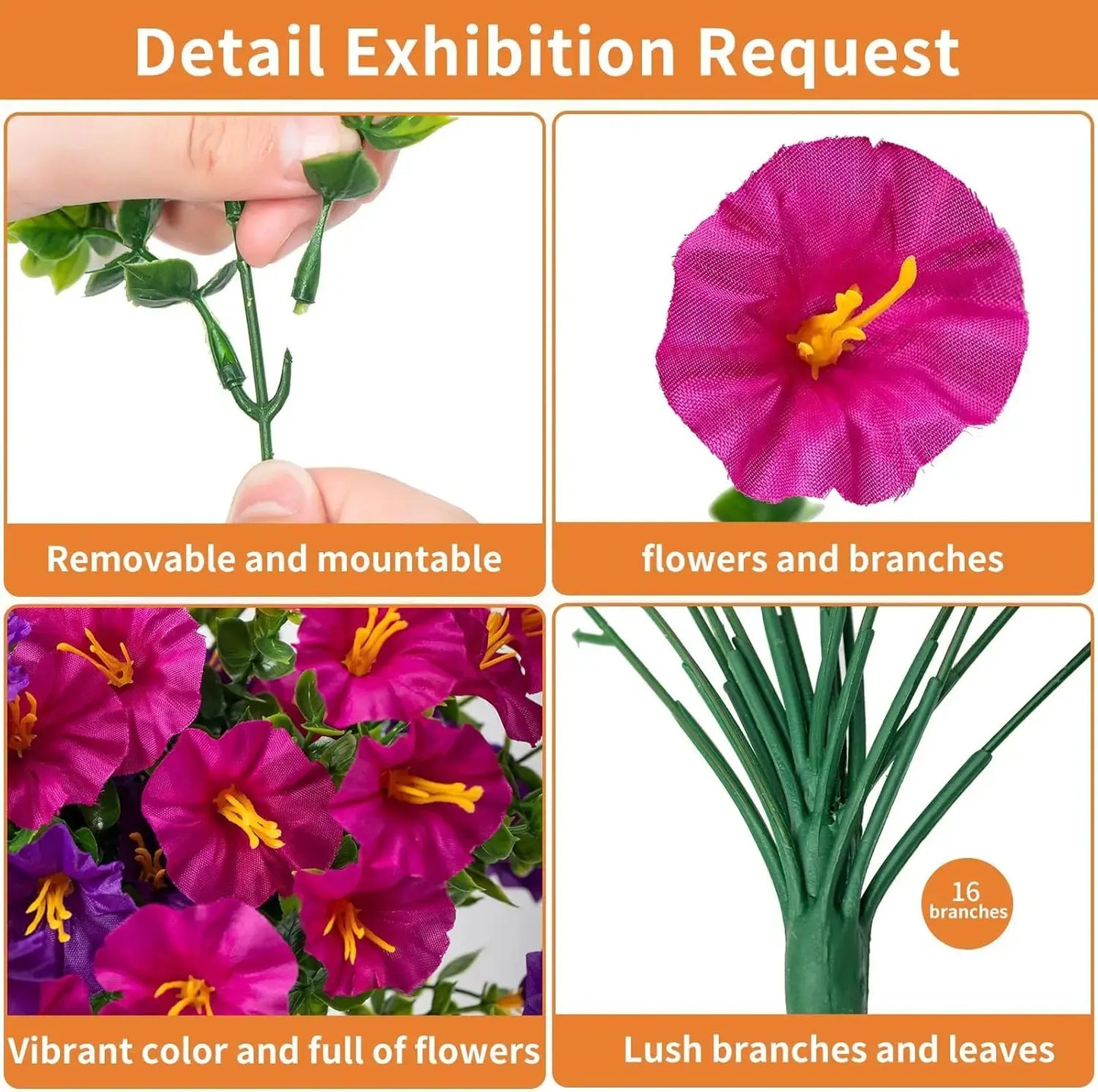 2PCS Eucalyptus & Morning Glory Hanging Vines – Lifelike Silk Flower Wall Decor | UV-Resistant Artificial Plants for Outdoor Porch Garden Wedding