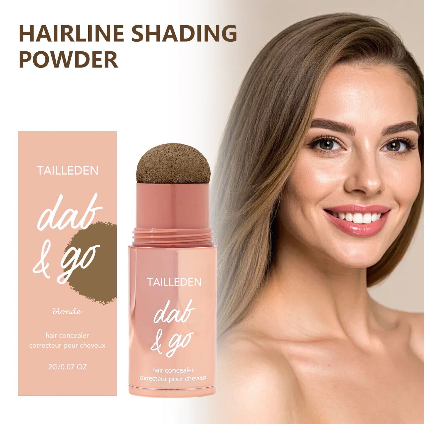 Shape Tape Dab & Go hair concealer Covers roots, grays, sparse areas and thinning spots in seconds with a waterproof formula that gives fuller-looking hair without the sticky spray feel. The built-in sponge really makes it dab and go.