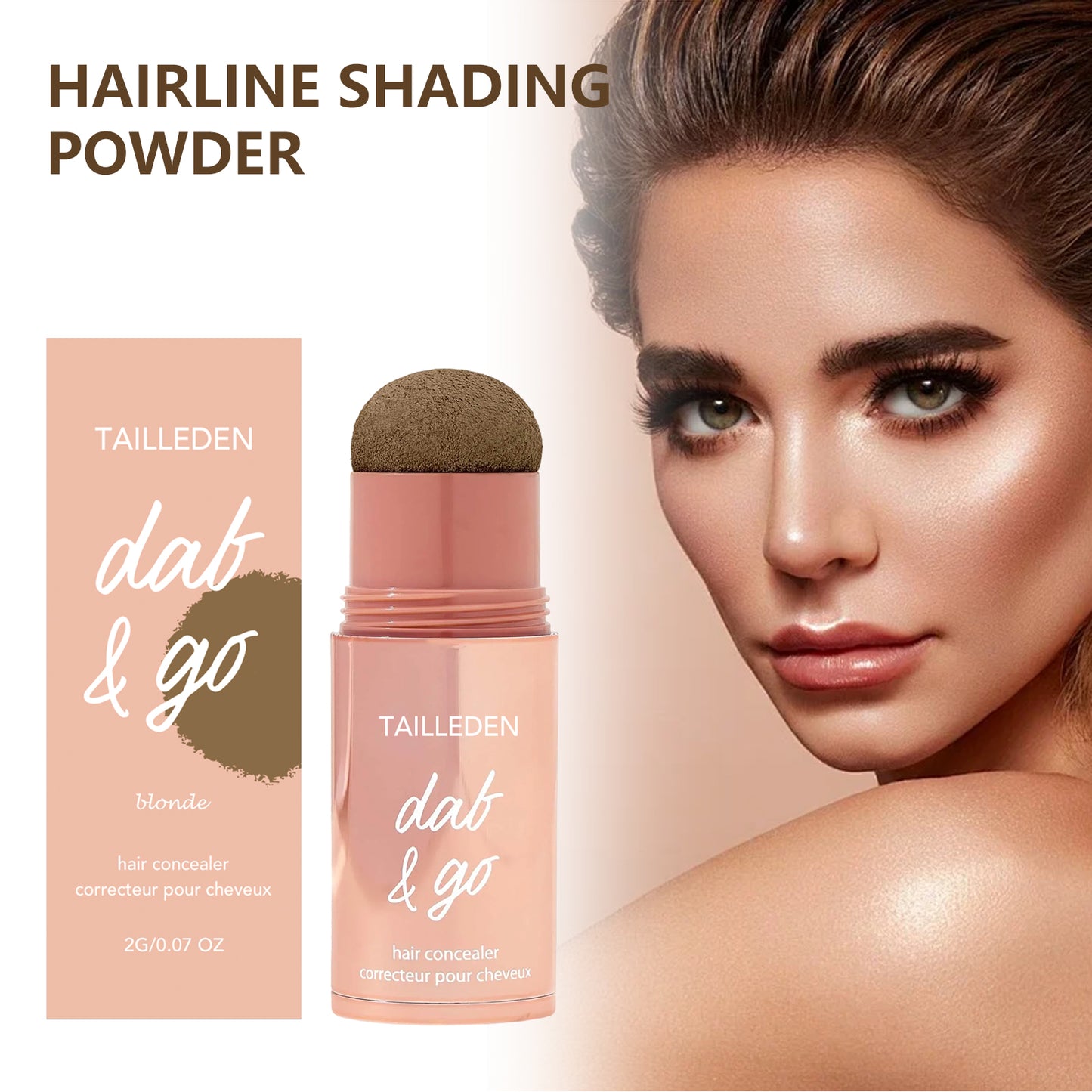 Shape Tape Dab & Go hair concealer Covers roots, grays, sparse areas and thinning spots in seconds with a waterproof formula that gives fuller-looking hair without the sticky spray feel. The built-in sponge really makes it dab and go.