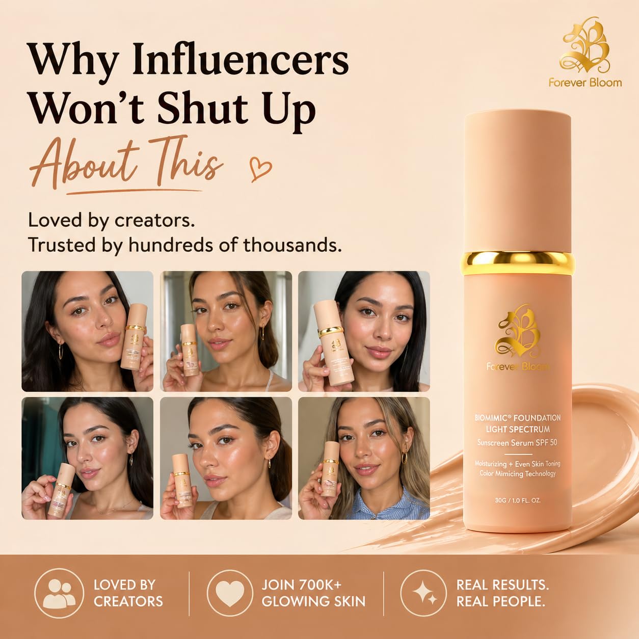Biomimic Foundation 4 in 1 - Medium Spectrum by Forever Bloom Flawless Finish Even Skin Tone Skin Tint