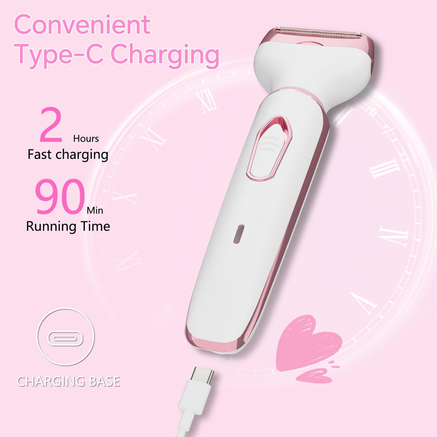 4-in-1 Electric Shaver for Women – USB Rechargeable Hair Removal Kit | Painless Legs Armpits Bikini Trimmer for Sensitive Skin New Arrival