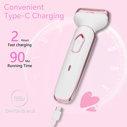 4-in-1 Electric Shaver for Women – USB Rechargeable Hair Removal Kit | Painless Legs Armpits Bikini Trimmer for Sensitive Skin New Arrival