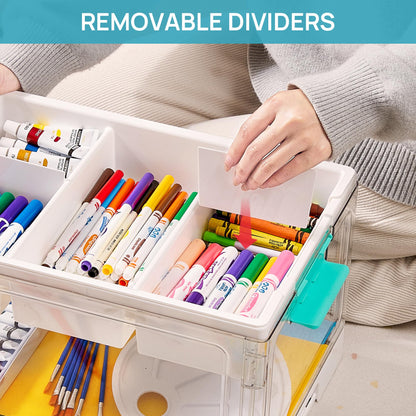 【DealsForYouDays】Vtopmart 24QT Clear Craft Storage Bin with Removable Trays&Adjustable Dividers, Containers for Art Supply Coloring Books Sensory Toys Craft Supplies Medicine Playdough Squishy, Transparent Dust Proof, Mid-Year Sale Preschool Restock, DFYD