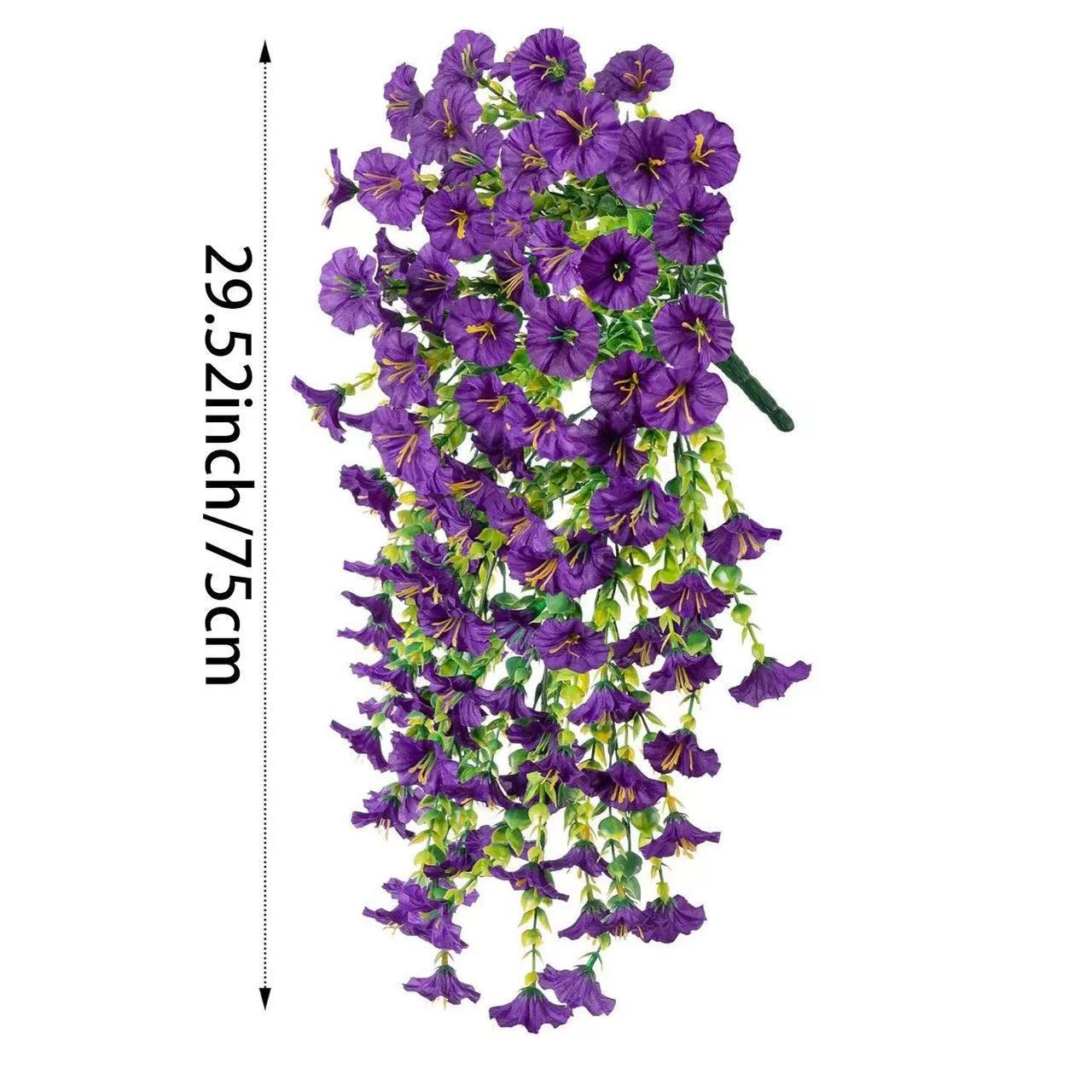 2PCS Eucalyptus & Morning Glory Hanging Vines – Lifelike Silk Flower Wall Decor | UV-Resistant Artificial Plants for Outdoor Porch Garden Wedding