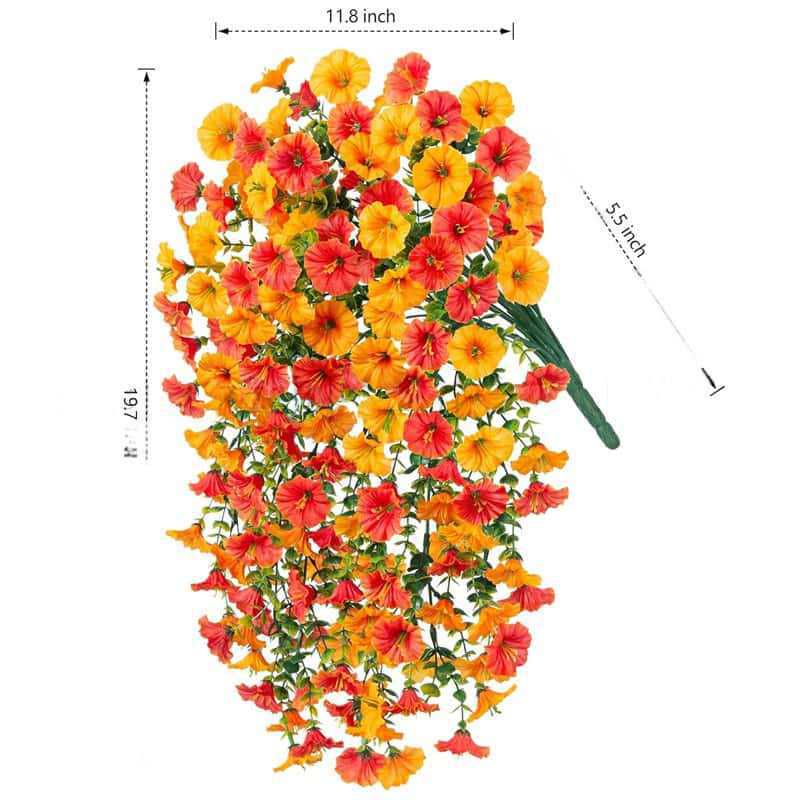 2PCS Eucalyptus & Morning Glory Hanging Vines – Lifelike Silk Flower Wall Decor | UV-Resistant Artificial Plants for Outdoor Porch Garden Wedding