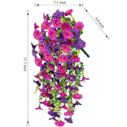 2PCS Eucalyptus & Morning Glory Hanging Vines – Lifelike Silk Flower Wall Decor | UV-Resistant Artificial Plants for Outdoor Porch Garden Wedding