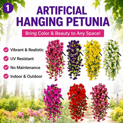 2PCS Eucalyptus & Morning Glory Hanging Vines – Lifelike Silk Flower Wall Decor | UV-Resistant Artificial Plants for Outdoor Porch Garden Wedding