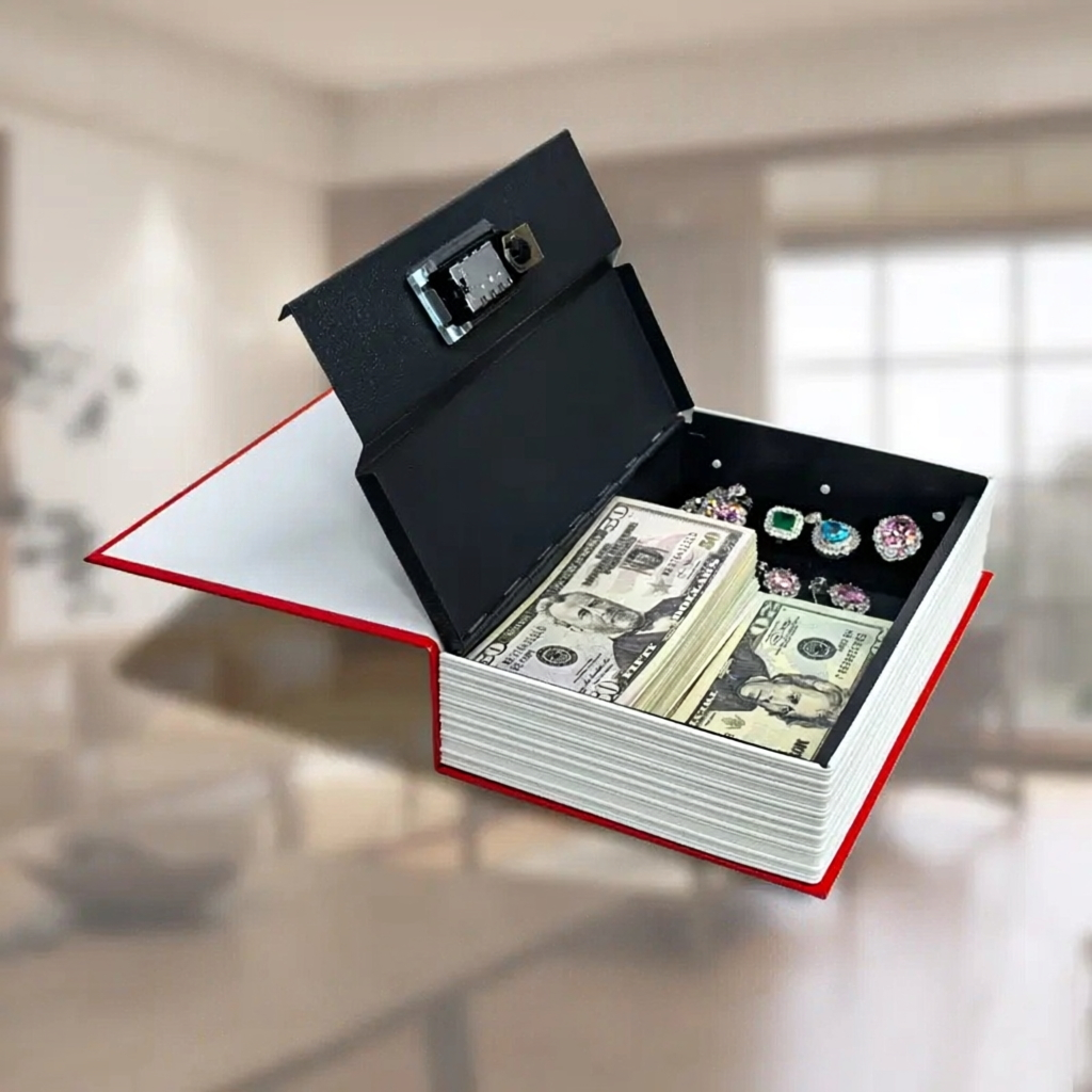 Hidden Book Safe Dictionary Secret Storage Box with Combination Lock for Cash Jewelry Valuables Home Office  Money Box Vault Safe Box Safe Deposit Box Decor Metal Lightweight Safety Ornaments fathersdaygift Travel Portable Safe