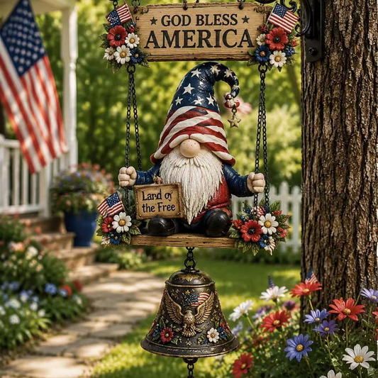 Gnome Welcome Bell – Outdoor Hanging Garden Decor | Rustic Porch Ornament with Chime for Yard Patio Entryway New Arrival